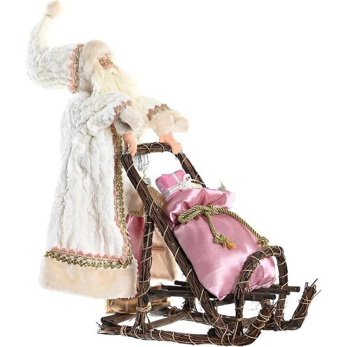 DKD Home Decor, Decorazione natalizia, Deko-Figur Weihnachtsmann Weihnachten Grau Rosa Holz 42 x 22 x 50 cm