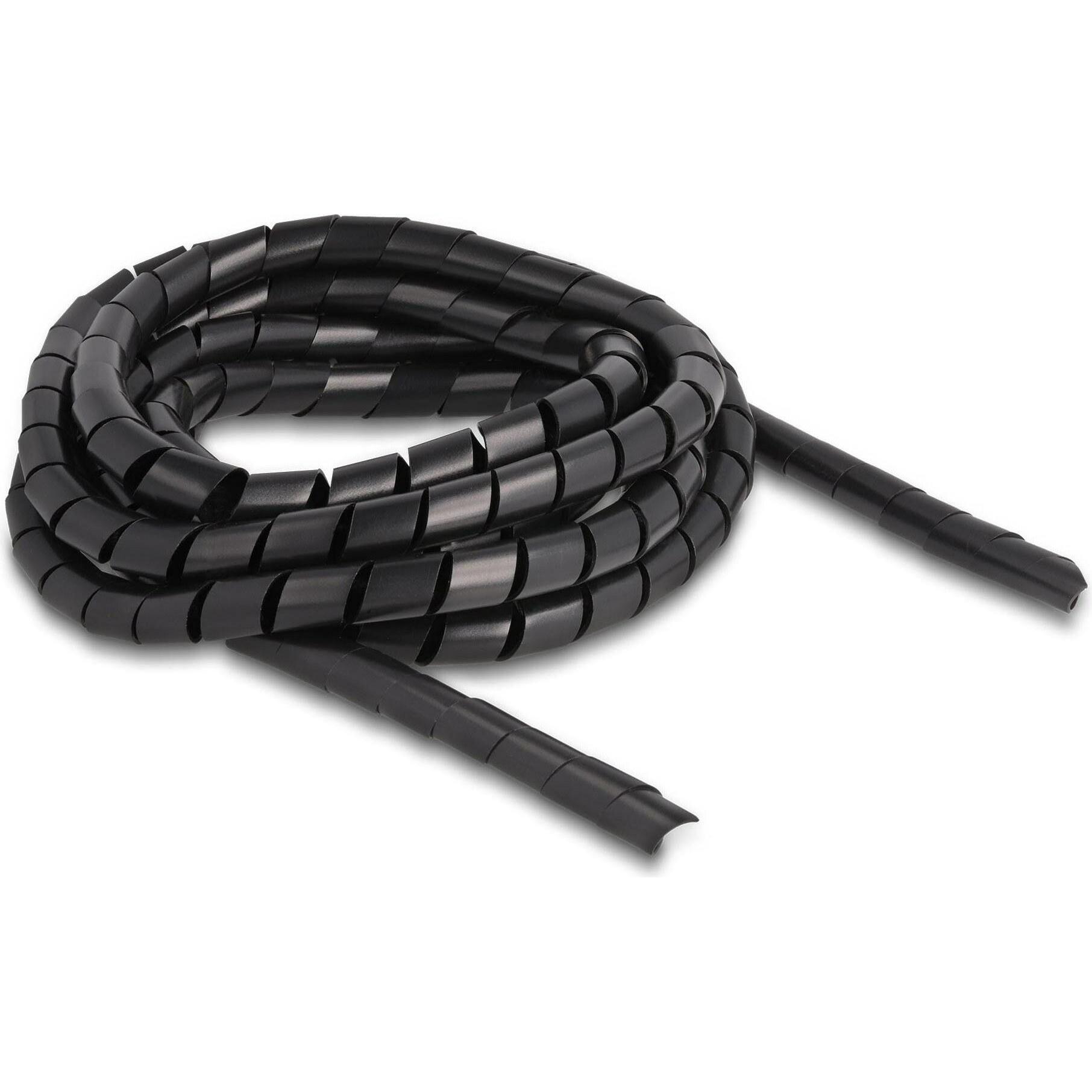 Delock, Kabelschutz + Kabelführung, Spiroschlauch flexibel 2 m x 10 mm Schwarz (Kabelspiralschlauch, 2000 mm)