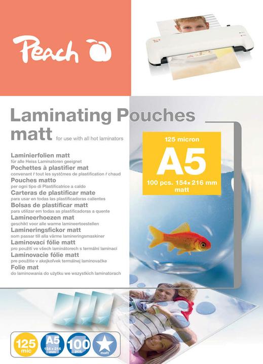 Peach Laminierfolien A5 (154x216mm), 125mic, matt (A5, 100 Stück, 125 µm)