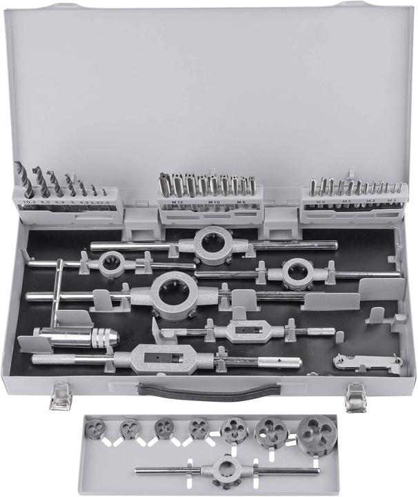 Produktbild GSR 45 tlg HSS DIN Gewindeschneidsortiment M3-M12 mit HSS- Kernlochspiralbohrern und Haltewerkzeuge