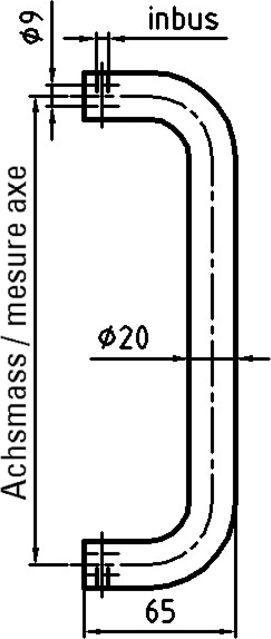 Image du produit Nickal Poignée de poussée 20-5066 droite inox mat Ø20mm