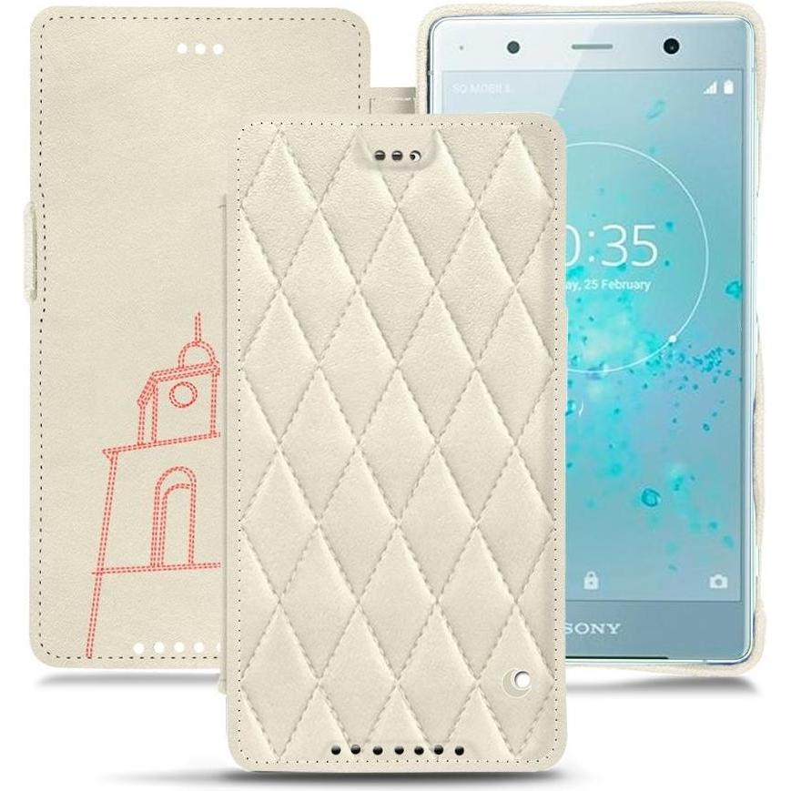 Noreve Lederschutzhülle horizontal (Sony Xperia XZ2 Premium), Smartphone Hülle, Weiss