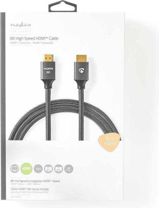 Produktbild Nedis Ultra High Speed ​​HDMI -Kabel - 48 Gbps - 1 m - rund - Metall - Anthrazit (1 m)