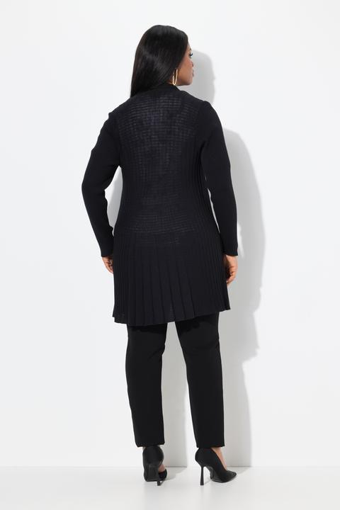 Produktbild Ulla Popken Plissee-Strickjacke, A-Linie, Schalkragen, Langarm (56)
