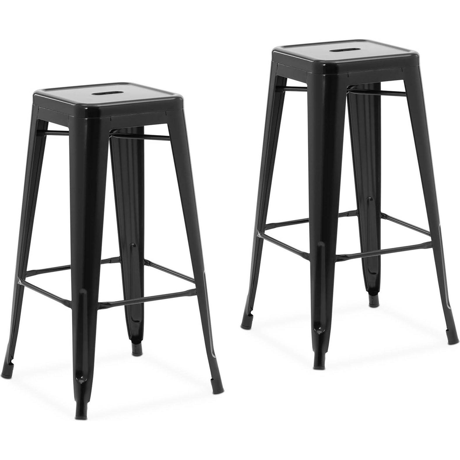 Royal Catering, Barhocker, Barhocker 2er-Set Schwarz Metall Industrial Style Barstuhl Gastronomiebedarf