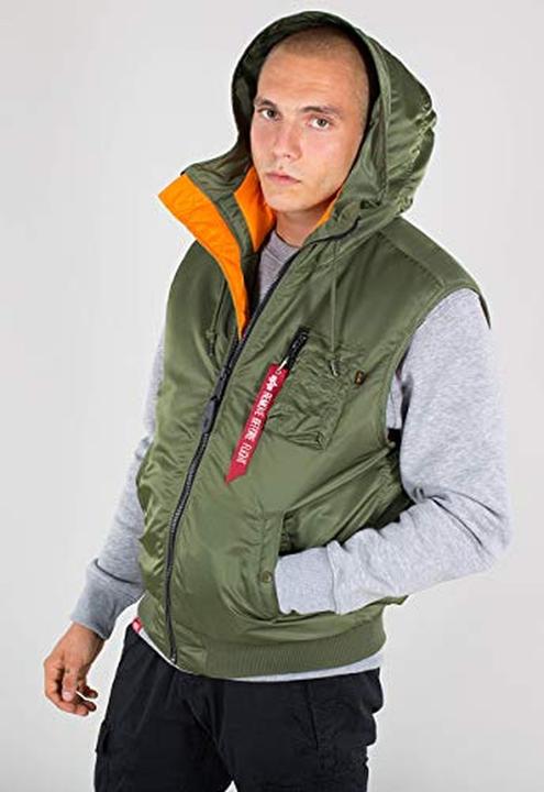 Image du produit Alpha Industries Veste MA-1 avec capuche, poche utilitaire et doublure orange (S)