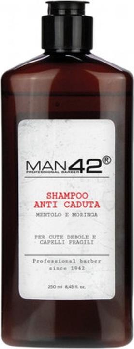 Immagine prodotto Man 42 Shampoo anticaduta per cute debole e capelli fragili con mentolo e moringa 250ml (250 ml, Shampoo liquido)