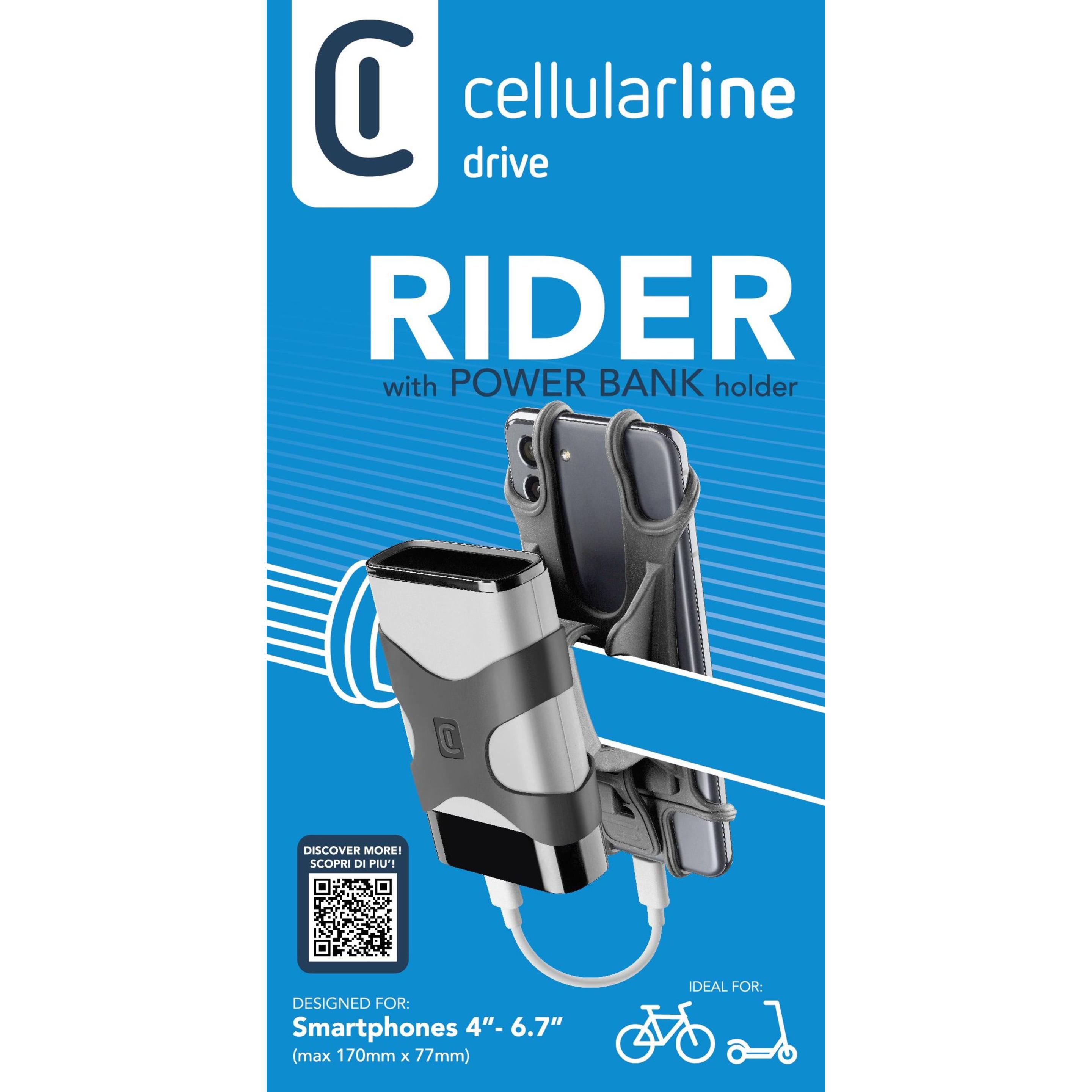 Thumbnail - Cellularline Rider Power Bank, Smartphone Halterung, Schwarz