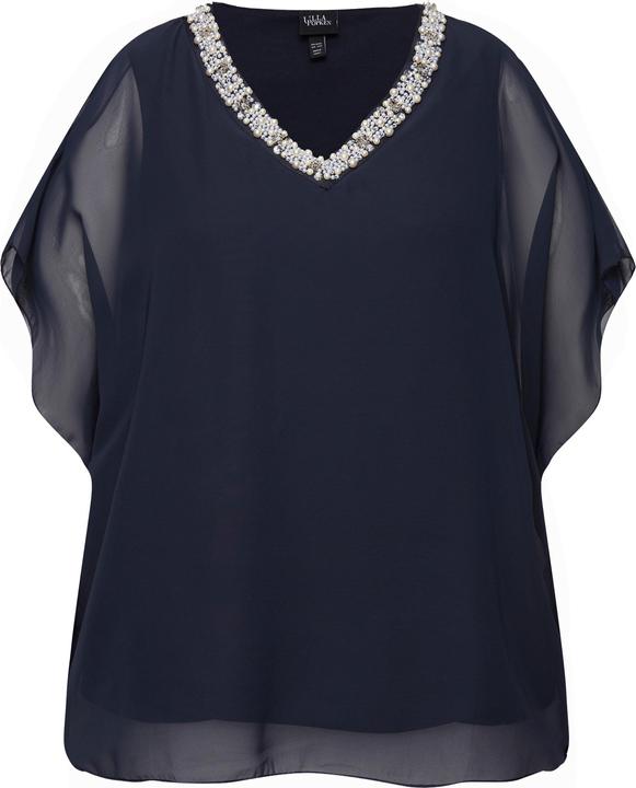 Immagine prodotto Ulla Popken Blusa a doppio strato di chiffon con scollo a V e mezze maniche (54)