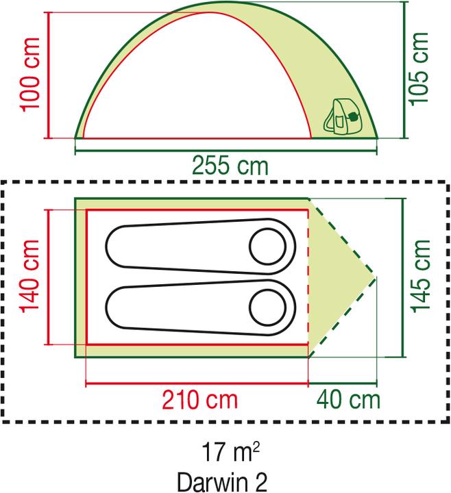 Image du produit Coleman Darwin 2 (Tente igloo, 2.80 kg, 2 personnes)