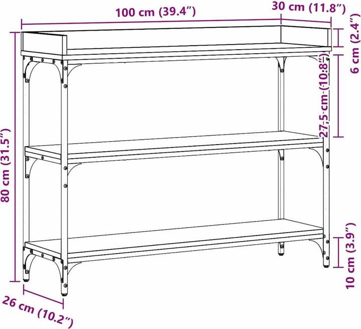 Produktbild vidaXL Beistelltisch (100 x 30 x 80 cm)