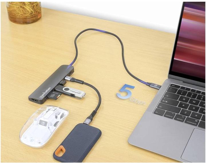 Image du produit Manhattan USB-C PD auf HDMI 7-in-1 4K Dockingstation / Multiport Hub (USB-C, 7 ports)