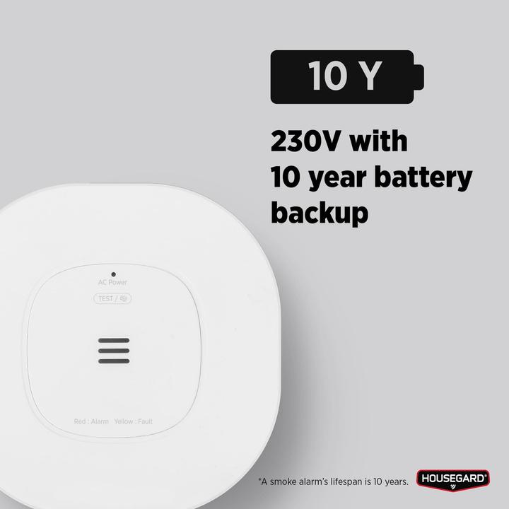 Actual product image Housegard Luma 230V rgalarm, inkl. 10-rs batteri