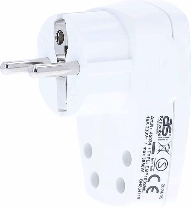 Produktbild As - Schwabe Winkelstecker mit beleuchtetem Schalter (CEE 7/7)