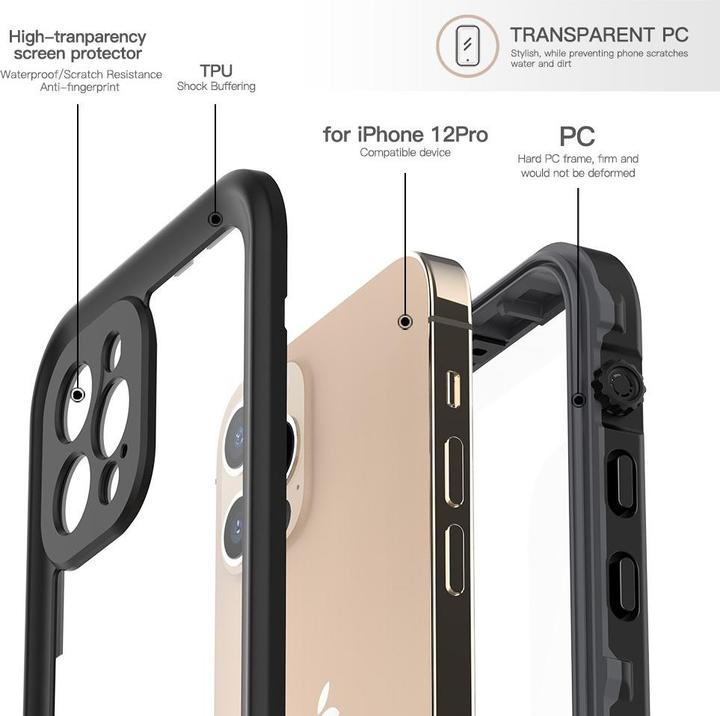 Actual product image Redpepper iPhone 12 Pro Waterproof Protective Case IP68 (Apple iPhone 12 Pro)