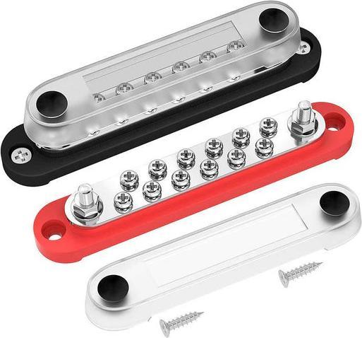 Daier Sammelschiene-Set in Marine-Qualität | 150A | 48V | 2 x M6, 12 x M4