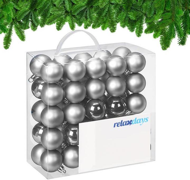 Actual product image Relaxdays - Weihnachtskugeln 50er Set, Silber, 7 x 6 cm (50 -part)