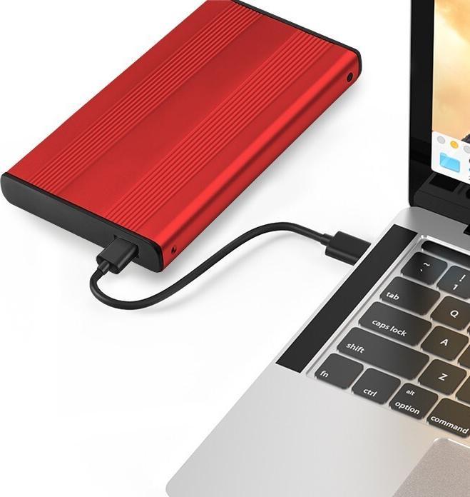Actual product image Qoltec External Hard Drive Case HDD/SSD 2.5" SATA3 USB 3.0 Raudona (2.5")