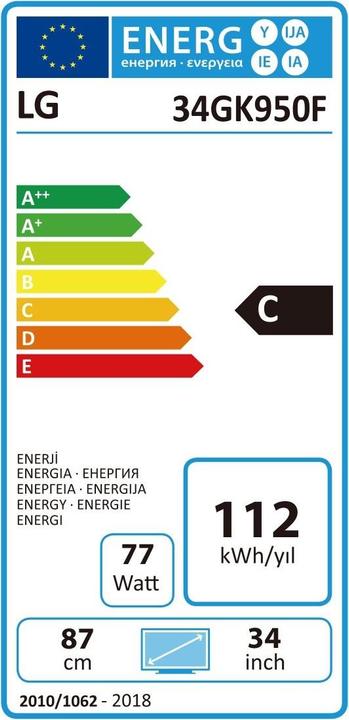 Energie-Label LG UltraGear 34GK950F-B (3440 x 1440 Pixel, 34")