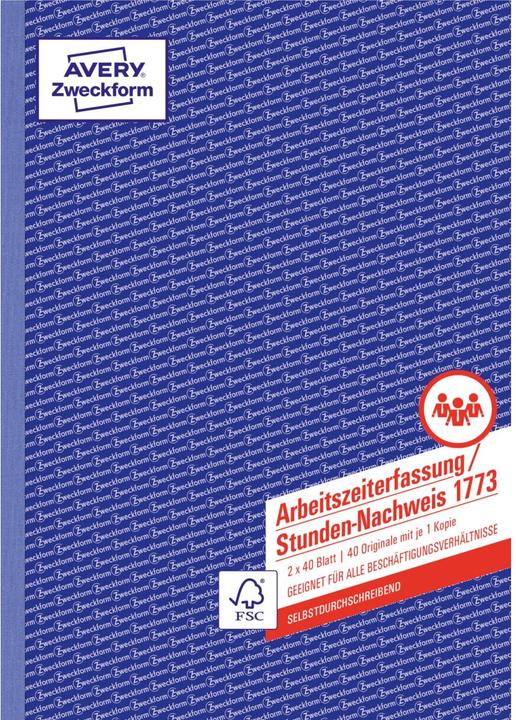 Image du produit Avery Saisie du temps de travail / justificatif des heures (40 x)