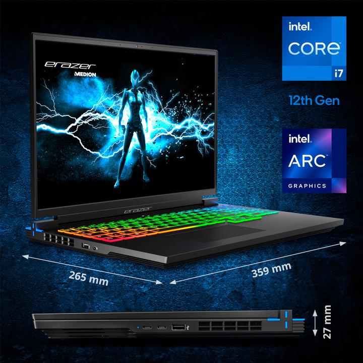 Actual product image Medion Erazer Major X10 MD62501 16 gaming laptop (16", 1000 GB, Intel Core i7-12700H)