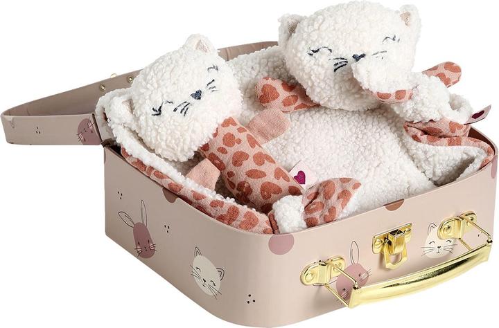 Actual product image Vertbaudet Baby gift set: soft cat & rattle in a suitcase