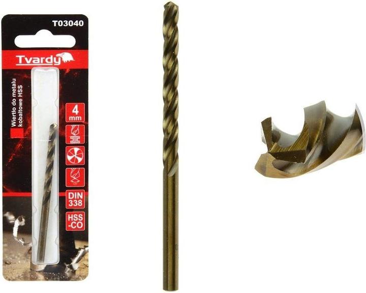 Actual product image Tvardy HSS M35 4 mm cobalt metal drill bit (4 millimetres)