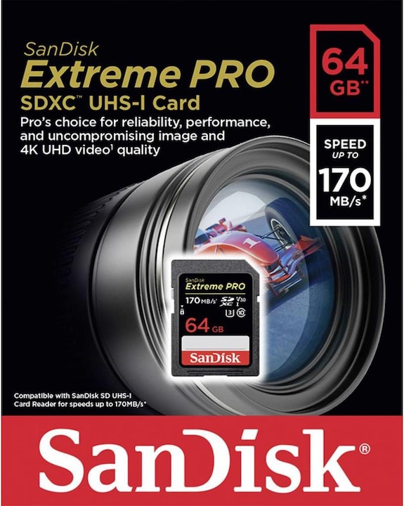 Productafbeelding SanDisk Extreme Pro SDXC U3 (64 GB, SDXC, U3, UHS-I)