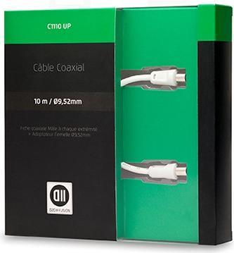 Actual product image D2 Diffusion C ble Coaxial m le /femelle 9,52mm + 1 adaptateur m le/m le 10 m Blanc (Antenna cable)