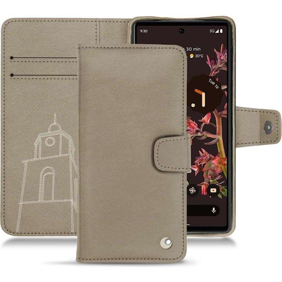 Noreve Lederschutzhülle Wallet (Google Pixel 6), Smartphone Hülle, Beige
