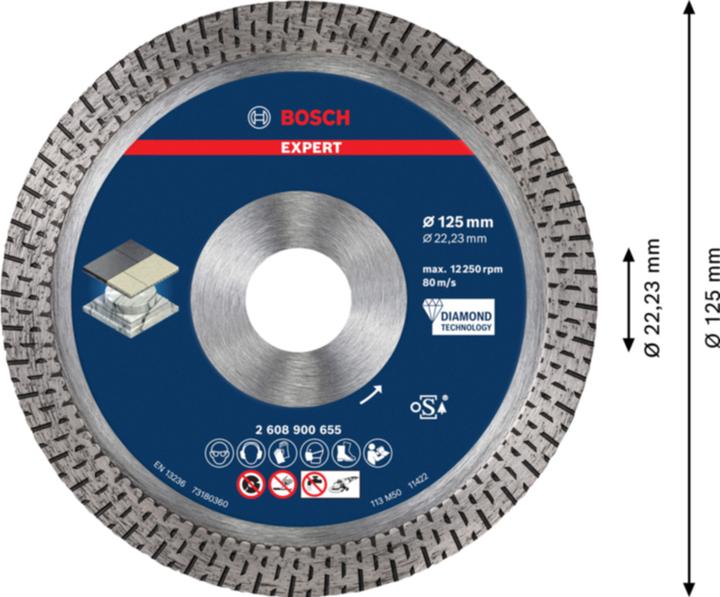Immagine prodotto Bosch Professional Zubehör Dischi da taglio diamantati EXPERT HardCeramic, 125 x 22,23 x 1,4 x 10 mm