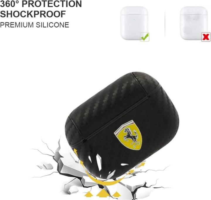 Actual product image Ferrari Electronic Ferrari Cover On Track PU Carbon Black, for Apple AirPods Pro, FESAPCABK (Headphone sleeve)
