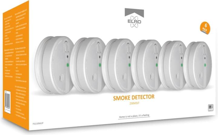 Actual product image Elro Smoke Detector with 5-Year Backup Battery, Optical Sensor, and Interconnect Capability