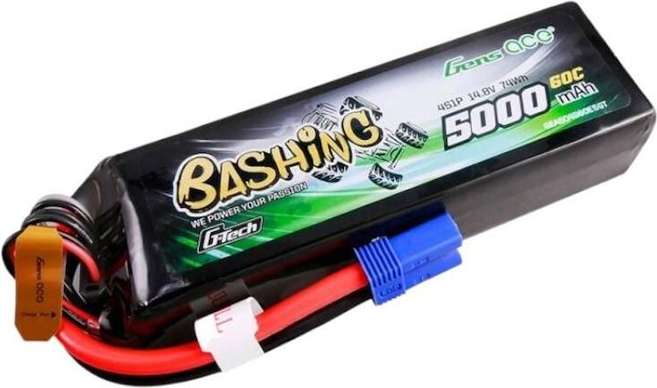 Actual product image Gens Ace G-Tech 5000mAh 14.8V 4S1P 60C Lipo Battery Pack with EC5 Plug-Bashing Series (14.80 V, 5000 mAh)