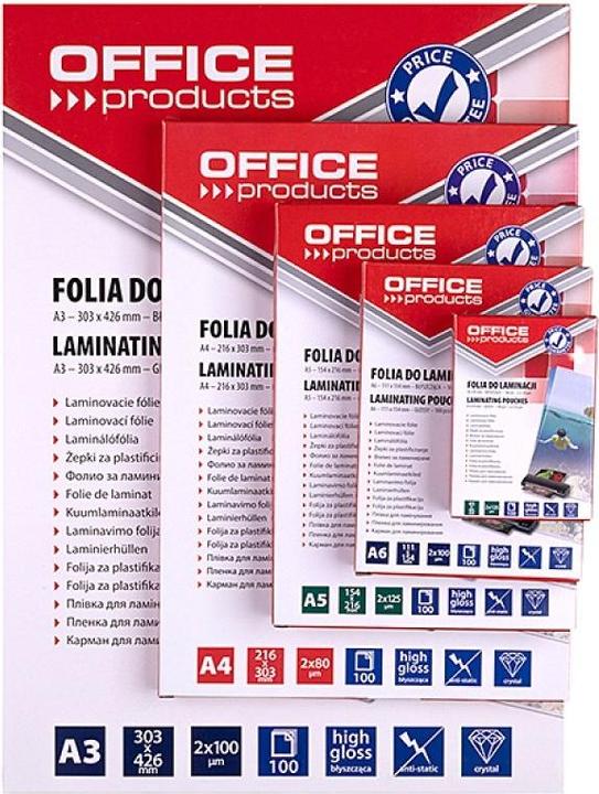 Immagine prodotto Office Products Office Produktai OFFICE PRODUKTAI PELLICOLA LAMINANTE, A4, 2X100MIC, LUCIDA, 100pz, TRASPARENTE (A4, 100 pz., 200 µm)