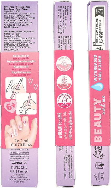 Actual product image Top Model Topmodel - TOPModel Nail Polish Pen Set BEAUTY and ME - Pink and White, Peach-Coloured and Purple -