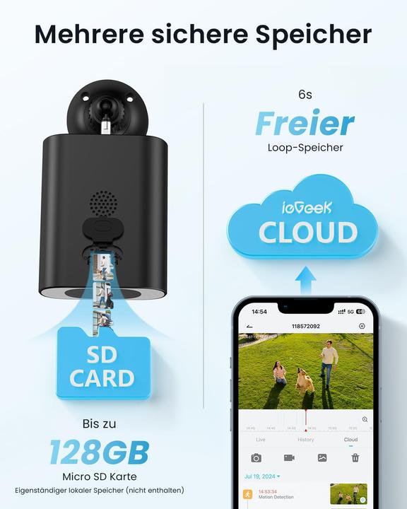 Image du produit IeGeek 2K Solarpanel Überwachungskamera-Set (Kabellos, 2 Stück) (2304 x 1296 Pixels)