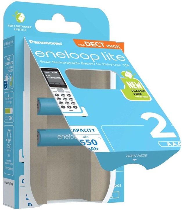 Image du produit Panasonic eneloop Lite DECT (2 pcs, AAA, 550 mAh)