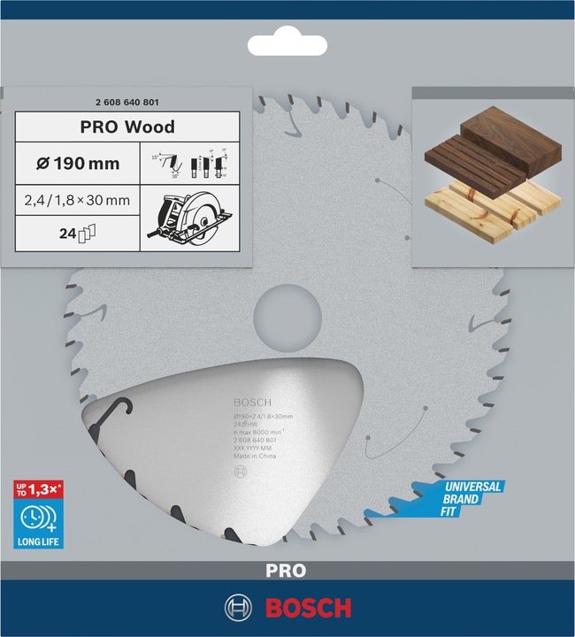 Actual product image Bosch Professional Zubehör PRO Wood circular saw blade, 190 x 2.4 x 30 mm