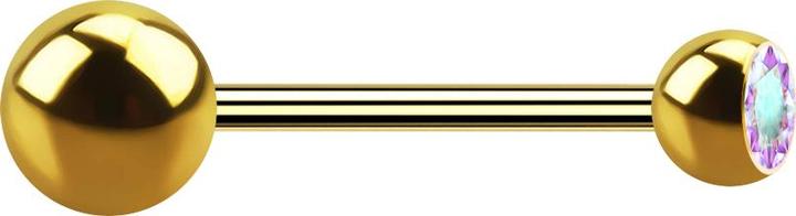 Actual product image Star Piercing Micro barbell gold-plated with ball and ball crystal multicolour (without brass, Surgical steel 316L)