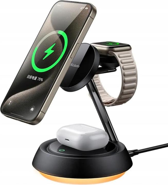 Produktbild Mcdodo CH-4952 3-in-1 15W wireless charger (phone/TWS/Apple watch) black (15 W)