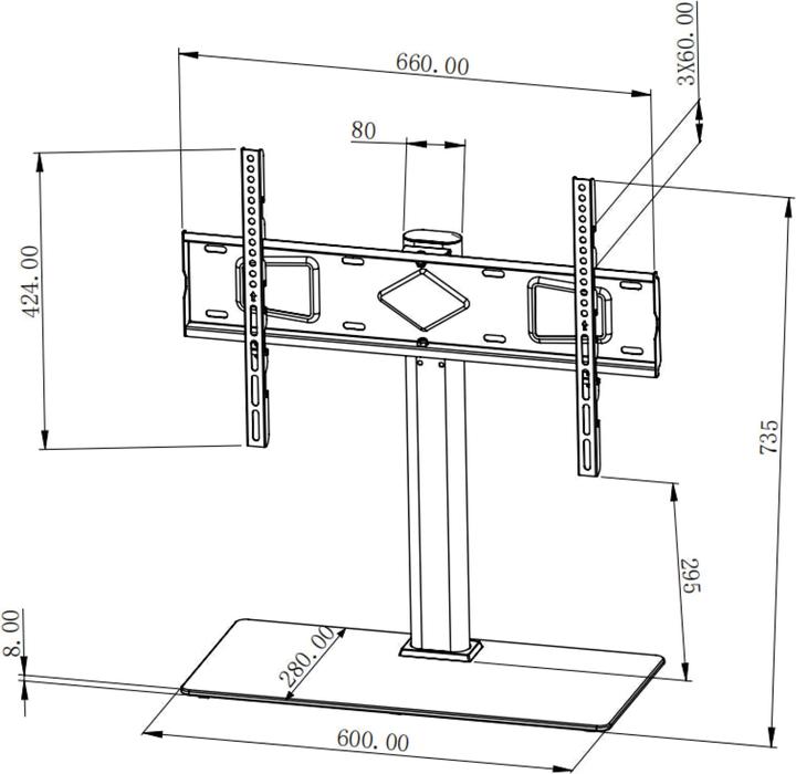 Image du produit Manhattan Support pour téléviseur réglable en hauteur au maximum (Tables, 65", 45 kg)
