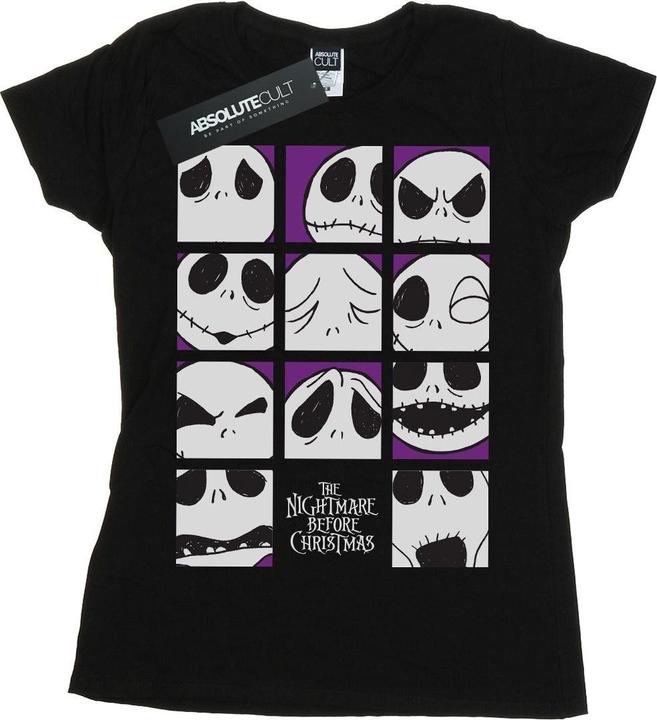 Actual product image Disney Womens/Ladies Nightmare Before Christmas Many Faces Of Jack Squares Cotton T-Shirt (XL)