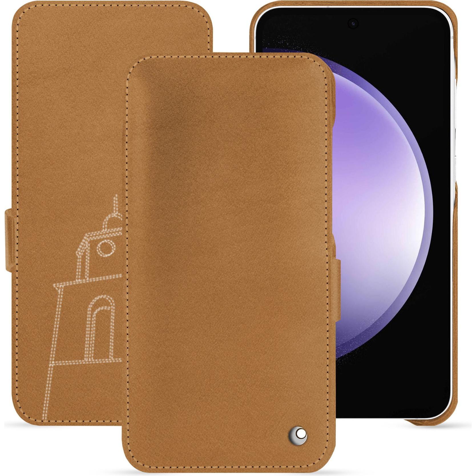 Noreve Lederschutzhülle horizontal (Samsung Galaxy S23 FE), Smartphone Hülle, Braun