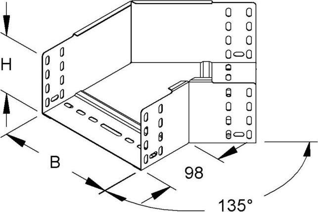 Actual product image Niedax NIE RBA 110.150 bend 45Â° 110x152mm with ungel.side rails bandverz. (11 cm)
