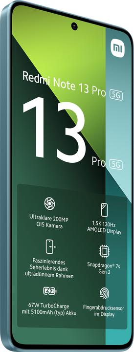 Productafbeelding Xiaomi Redmi Note 13 Pro 5G (256 GB, Ocean Teal, 6.67", Dubbele SIM, 200 Mpx, 5G)