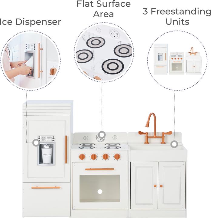 Image du produit Teamson Kids Paris Deluxe Kinderkche aus Holz Stilvolles Kchenset in Rosgold und Wei