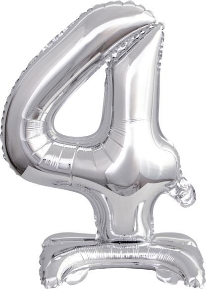 Actual product image Amscan Foil Balloon Mini Number 4 silver (1 x)