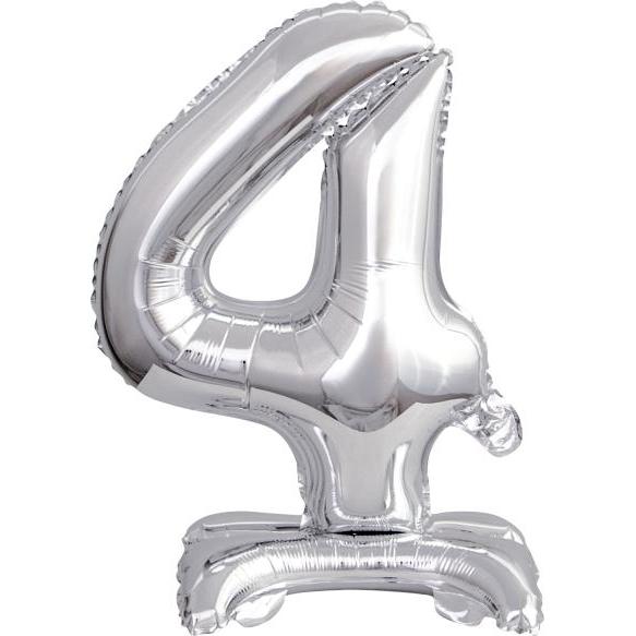 Amscan Folienballon Mini Zahl 4 silber