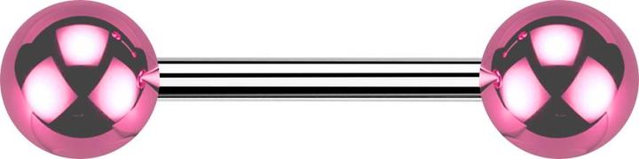 Star Piercing Barbell silver with two balls glass coated pink (without brass, Acrylic, Surgical steel 316L)